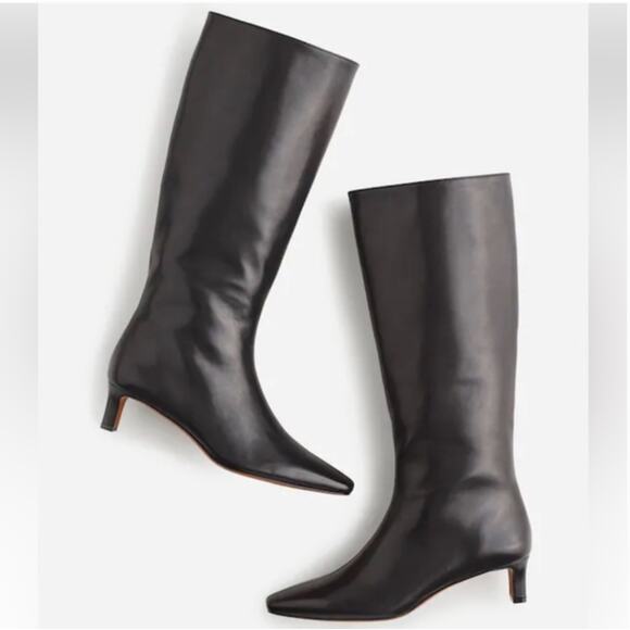 Madewell Dimes Tall Boots 6 Knee High Black NWT Heel NR831 Leather Prep Academia - Picture 2 of 7